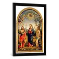 Gerahmtes Bild von Timoteo Viti The Virgin with Saints Sebastian and John the Baptist, Kunstdruck im hochwertigen handgefertigten Bilder-Rahmen, 50x70 cm, Schwarz matt