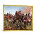 Gerahmtes Bild von R Knötel "Schlacht v.Waterloo 1815 / R. Knötel", Kunstdruck im hochwertigen handgefertigten Bilder-Rahmen, 100x70 cm, Gold raya