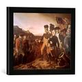 Gerahmtes Bild von Eugen Hess Washington erzwingt die Übergabe von Yorktown 1781", Kunstdruck im hochwertigen handgefertigten Bilder-Rahmen, 40x30 cm, Schwarz matt
