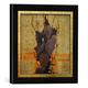 Gerahmtes Bild von Egon Schiele Stilisierte Blumen vor dekorativem Hintergrund, Kunstdruck im hochwertigen handgefertigten Bilder-Rahmen, 30x30 cm, Schwarz matt