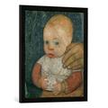 Gerahmtes Bild von Paula Modersohn-Becker Säugling mit der Hand der Mutter, Kunstdruck im hochwertigen handgefertigten Bilder-Rahmen, 50x70 cm, Schwarz matt