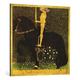 Gerahmtes Bild von Gustav Klimt "Das Leben ein Kampf (Ritter; Der goldene Ritter)", Kunstdruck im hochwertigen handgefertigten Bilder-Rahmen, 100x100 cm, Gold raya