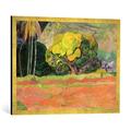Gerahmtes Bild von Paul Gauguin Fatata te Moua, 1892", Kunstdruck im hochwertigen handgefertigten Bilder-Rahmen, 80x60 cm, Gold raya