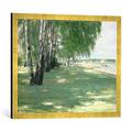 Gerahmtes Bild von Max Liebermann The Garden of the Artist in Wannsee, 1918", Kunstdruck im hochwertigen handgefertigten Bilder-Rahmen, 70x50 cm, Gold raya