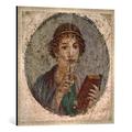 Gerahmtes Bild von 1. Jahrhundert "Mädchen mit Schreibgriffel, sog. Sappho", Kunstdruck im hochwertigen handgefertigten Bilder-Rahmen, 70x70 cm, Silber raya