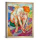 Gerahmtes Bild von Franz Marc Akt mit Katze, Kunstdruck im hochwertigen handgefertigten Bilder-Rahmen, 50x50 cm, Silber raya