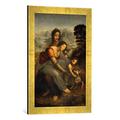 Gerahmtes Bild von Leonardo da VinciDie Heilige Anna selbdritt, Kunstdruck im hochwertigen handgefertigten Bilder-Rahmen, 40x60 cm, Gold raya
