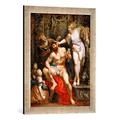 Gerahmtes Bild von Peter Paul Rubens "Herkules und Omphale", Kunstdruck im hochwertigen handgefertigten Bilder-Rahmen, 40x60 cm, Silber raya