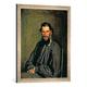 Gerahmtes Bild von Iwan Nikolajewitsch Kramskoi Bildnis Leo Tolstoi, Kunstdruck im hochwertigen handgefertigten Bilder-Rahmen, 50x70 cm, Silber raya