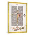 Gerahmtes Bild von Johannes Gutenberg "Gutenberg-Bibel, Initialen S und U", Kunstdruck im hochwertigen handgefertigten Bilder-Rahmen, 70x100 cm, Gold raya