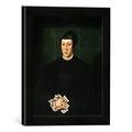 Gerahmtes Bild von Hans Holbein der Jüngere Christine von Dänemark/nach Holbein, Kunstdruck im hochwertigen handgefertigten Bilder-Rahmen, 30x30 cm, Schwarz matt