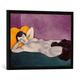 Gerahmtes Bild von Felix Edouard Vallotton Femme endormie sur tapis vert, Kunstdruck im hochwertigen handgefertigten Bilder-Rahmen, 70x50 cm, Schwarz matt