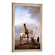 Gerahmtes Bild von Philips Wouwermans or Wouwerman "Gentleman on a Horse Watching a Falconer", Kunstdruck im hochwertigen handgefertigten Bilder-Rahmen, 50x70 cm, Silber raya