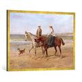 Gerahmtes Bild von Heywood Hardy "Riders on the Shore", Kunstdruck im hochwertigen handgefertigten Bilder-Rahmen, 100x70 cm, Gold raya