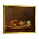 Gerahmtes Bild von Jean-Baptiste-Siméon Chardin "Still Life with a Bottle of Olives, 1760", Kunstdruck im hochwertigen handgefertigten Bilder-Rahmen, 100x70 cm, Gold raya