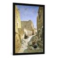 Gerahmtes Bild von Eugene Fromentin "The Bab-El-Gharbi Road, Laghouat, 1859", Kunstdruck im hochwertigen handgefertigten Bilder-Rahmen, 70x100 cm, Schwarz matt
