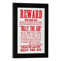 Gerahmtes Bild von American School Reward Poster for Billy the Kid (1859-81)", Kunstdruck im hochwertigen handgefertigten Bilder-Rahmen, 30x40 cm, Schwarz matt