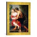 Gerahmtes Bild von Peter Paul Rubens Scene of Love or, The Gallant Conversation, Kunstdruck im hochwertigen handgefertigten Bilder-Rahmen, 30x40 cm, Gold raya