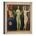 Gerahmtes Bild von Franz Von StuckDie drei Göttinnen Athena, Hera und Aphrodite, Kunstdruck im hochwertigen handgefertigten Bilder-Rahmen, 30x30 cm, Silber raya