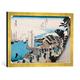 Gerahmtes Bild von Ando or Utagawa Hiroshige "Shinagawa: departure of a Daimyo, in later editions called Sunrise, No.2 from the series '53 Stations of the Tokaido' , pub. by", Kunstdruck im hochwertigen handgefertigten Bilder-Rahmen, 60x40 cm, Gold raya