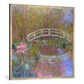 Gerahmtes Bild von Claude Monet "Pont dans le jardin de Monet", Kunstdruck im hochwertigen handgefertigten Bilder-Rahmen, 100x100 cm, Silber raya