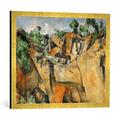 Gerahmtes Bild von Paul Cézanne La carrière de Bibémus, Kunstdruck im hochwertigen handgefertigten Bilder-Rahmen, 70x50 cm, Gold raya