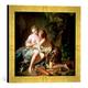 Gerahmtes Bild von Jean-Simon Berthelemy Jupiter and Callisto, Kunstdruck im hochwertigen handgefertigten Bilder-Rahmen, 40x30 cm, Gold raya