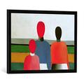 Gerahmtes Bild von Kasimir Sewerinowitsch Malewitsch DREI weibliche Figuren, Kunstdruck im hochwertigen handgefertigten Bilder-Rahmen, 70x50 cm, Schwarz matt