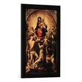 Gerahmtes Bild von CorreggioDie Madonna des heiligen Sebastian, Kunstdruck im hochwertigen handgefertigten Bilder-Rahmen, 40x60 cm, Schwarz matt