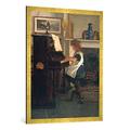 Gerahmtes Bild von Henry Stacey Marks "At the Piano", Kunstdruck im hochwertigen handgefertigten Bilder-Rahmen, 70x100 cm, Gold raya