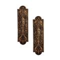 Design Toscano SP9626 Blattgesicht-Türschilder: 2er Set, Cast Iron, bronze, 1,5 x 7,5 x 26,5 cm