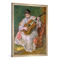 Gerahmtes Bild von Auguste Renoir "Frau mit Gitarre", Kunstdruck im hochwertigen handgefertigten Bilder-Rahmen, 70x100 cm, Silber Raya