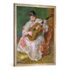 Gerahmtes Bild von Auguste Renoir "Frau mit Gitarre", Kunstdruck im hochwertigen handgefertigten Bilder-Rahmen, 70x100 cm, Silber Raya