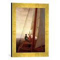 Gerahmtes Bild von Caspar David Friedrich On Board a Sailing Ship, 1819", Kunstdruck im hochwertigen handgefertigten Bilder-Rahmen, 30x40 cm, Gold raya