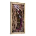 Gerahmtes Bild von persisch Buchmalerei "Jüngling", Kunstdruck im hochwertigen handgefertigten Bilder-Rahmen, 50x100 cm, Silber raya