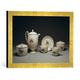Gerahmtes Bild von 18. Jahrhundert Tee- u. Kaffeeservice/Porzellan,Wedgwood, Kunstdruck im hochwertigen handgefertigten Bilder-Rahmen, 40x30 cm, Gold raya