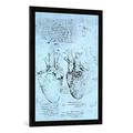 Gerahmtes Bild von Leonardo nach da Vinci The Heart, facsimile of the Windsor book, Kunstdruck im hochwertigen handgefertigten Bilder-Rahmen, 60x80 cm, Schwarz matt