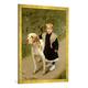 Gerahmtes Bild von Luigi Toro "Young Child and a Big Dog", Kunstdruck im hochwertigen handgefertigten Bilder-Rahmen, 70x100 cm, Gold raya