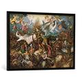 Gerahmtes Bild von Pieter Bruegel der Ältere "The Fall of the Rebel Angels, 1562", Kunstdruck im hochwertigen handgefertigten Bilder-Rahmen, 100x70 cm, Schwarz matt