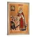 Gerahmtes Bild von 17. Jahrhundert "Heiliger Clemens / russische Ikone", Kunstdruck im hochwertigen handgefertigten Bilder-Rahmen, 50x70 cm, Silber raya
