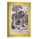 Gerahmtes Bild von Jean-Baptiste OudryDer Löwe, der in den Krieg ziehen wollte, Kunstdruck im hochwertigen handgefertigten Bilder-Rahmen, 30x40 cm, Gold Raya