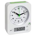 TFA Dostmann 60.1511 COMBO Funkwecker mit analoger Uhrzeit und digitaler Weckzeit, besonders leise und genau, Kunststoff, weiß, 9 x 4 x 11.5 cm