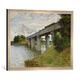 Gerahmtes Bild von Claude Monet Eisenbahnbrücke bei Argenteuil, Kunstdruck im hochwertigen handgefertigten Bilder-Rahmen, 70x50 cm, Silber Raya