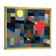 Gerahmtes Bild von Paul Klee "Feuer bei Vollmond", Kunstdruck im hochwertigen handgefertigten Bilder-Rahmen, 100x70 cm, Gold Raya