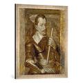 Gerahmtes Bild von Anthonis van Dyck Graf Albrecht von Wallenstein, Kunstdruck im hochwertigen handgefertigten Bilder-Rahmen, 50x70 cm, Silber Raya