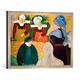 Gerahmtes Bild von Emile Bernard Bretonische Frauen auf einer Mauer, Kunstdruck im hochwertigen handgefertigten Bilder-Rahmen, 70x50 cm, Silber Raya