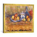 Gerahmtes Bild von Paul Cézanne Stilleben mit blauer Flasche und Zuckerdose, Kunstdruck im hochwertigen handgefertigten Bilder-Rahmen, 70x50 cm, Gold Raya