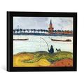 Gerahmtes Bild von August Macke Flußlandschaft mit Angler, Kunstdruck im hochwertigen handgefertigten Bilder-Rahmen, 40x30 cm, Schwarz matt