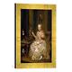 Gerahmtes Bild von Johann Georg Ziesenis Elisabeth Augusta in ihrem Kabinett, Kunstdruck im hochwertigen handgefertigten Bilder-Rahmen, 30x40 cm, Gold Raya