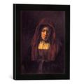 Gerahmtes Bild von Rembrandt Harmensz van Rijn Bildnis einer alten Frau, der Mutter des Künstlers?, Kunstdruck im hochwertigen handgefertigten Bilder-Rahmen, 30x30 cm, Schwarz matt